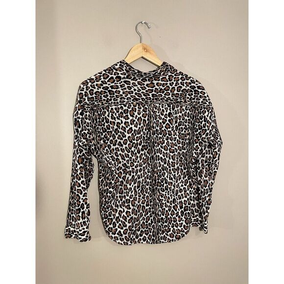 Maison Scotch & Soda Blouse Animal Print Women's Long Sleeve Top Button Sz Small - Picture 4 of 8